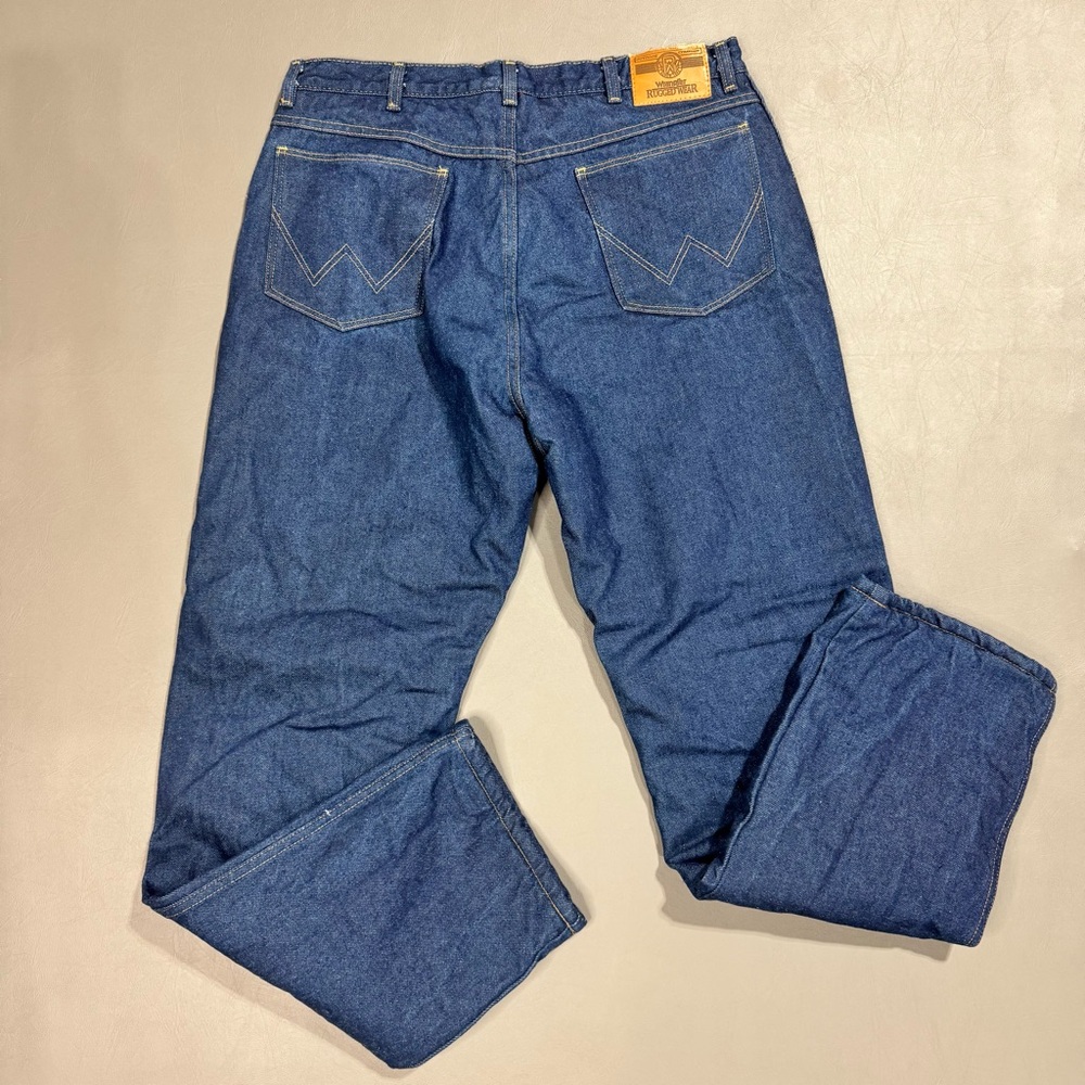 Wrangler Rugged Wear Lined Jeans 38x34 Tagged 36x32 Measured Red Lining